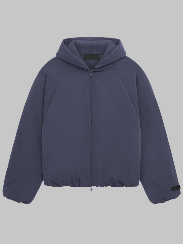 Fear of God Essentials Marine Military Nylon Hooded Bomber Jacket Blue