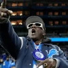 Flavor Flav Abercrombie Detroit Lions Blue Varsity Bomber Jacket