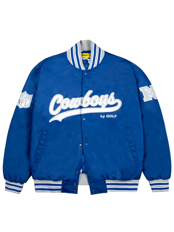 GOLF WANG Cowboys Blue Satin Bomber Jacket