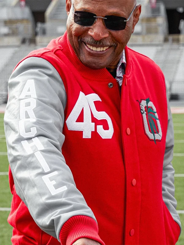 HOMAGE Archie Griffin Red & Grey Varsity Jacket