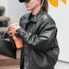 Hailey Bieber Black Leather Jacket