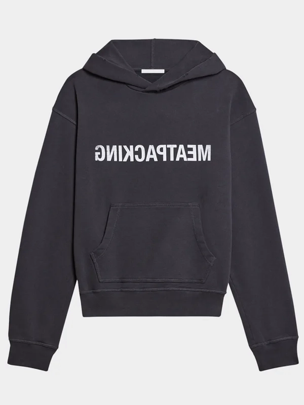 Helmut Lang Meatpacking Logo Hoodie Grey