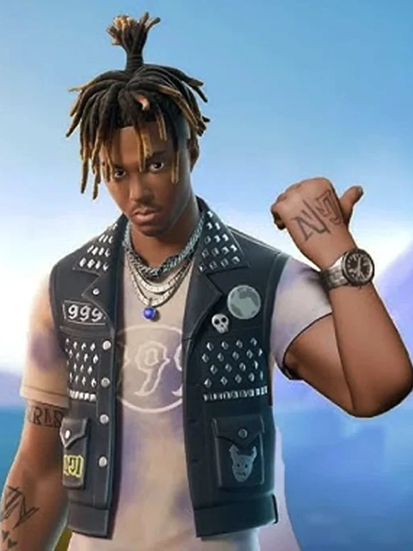 Juice WRLD Empty Out Your Pockets Studded Leather Vest Black