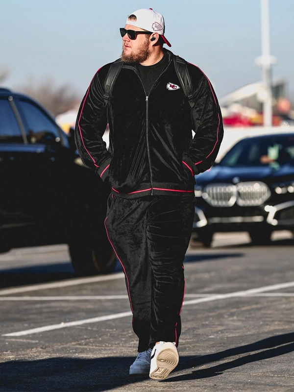 Kansas City Chiefs Velour Tracksuit Black