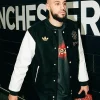 Manchester United Black & White Varsity Jacket