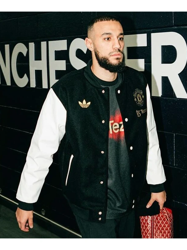 Manchester United Black & White Varsity Jacket