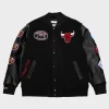 Men's Chicago Bulls Black Out Collection Vintage Logo Full-Snap Varsity Jacket