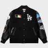 Men's Los Angeles Dodgers Black Out Collection Vintage Logo Full-Snap Varsity Jacket