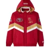 Men's San Francisco 49ers OVO x Starter Scarlet Sideline Full-Snap Puffer Jacket