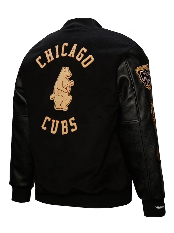 Mitchell & Ness Chicago Cubs Black Blackout Varsity Jacket