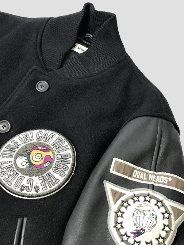 Murakami Takashi x ISSEY MIYAKE Black Varsity Jacket