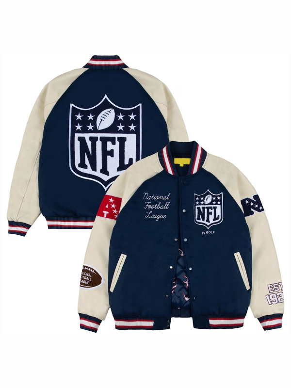 NFL GOLF WANG Letterman Full-Snap Jacket Blue