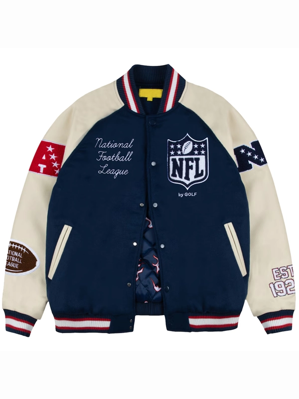 NFL GOLF WANG Letterman Varsity Full-Snap Jacket Blue