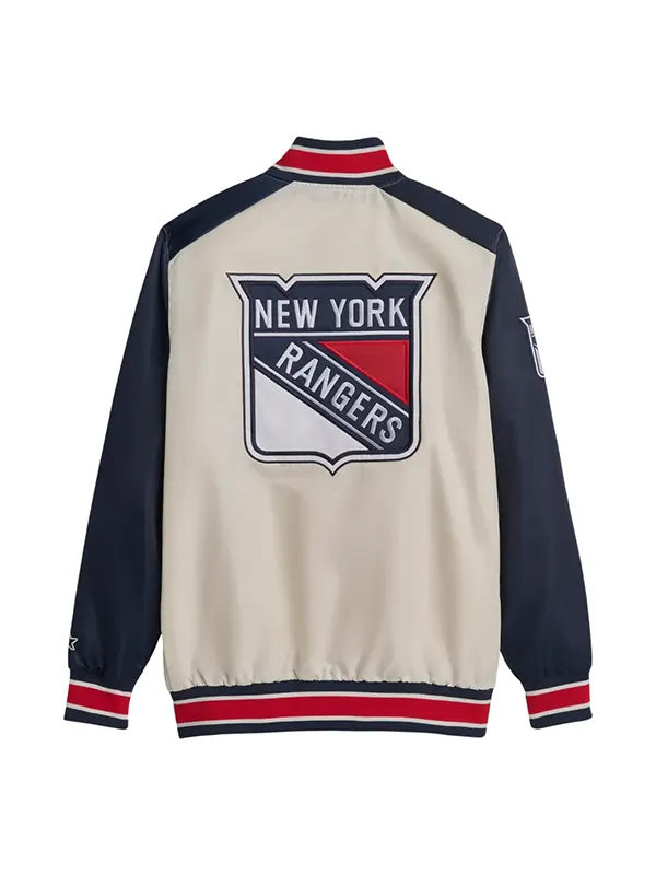 NY Rangers-The-Renegade-Varsity-Jacket-Cream-and-Blue