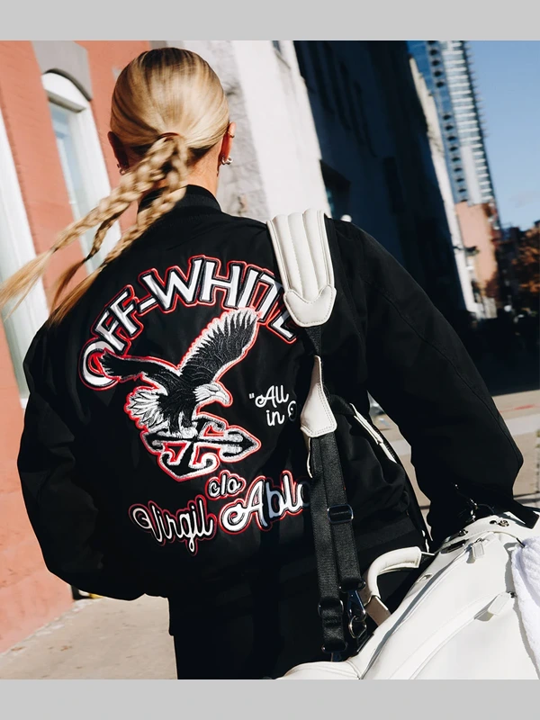 Off-White Paris Hilinski Black Golf Varsity Jacket