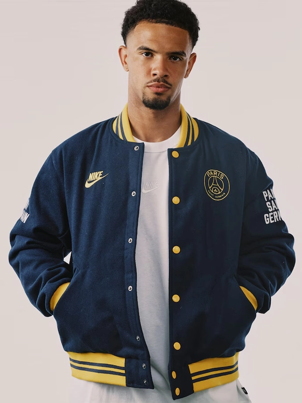 PSG Nike Cycling Redefined Varsity Jacket - Navy