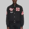 Paris Hilinski Off-White Black Golf Varsity Jacket