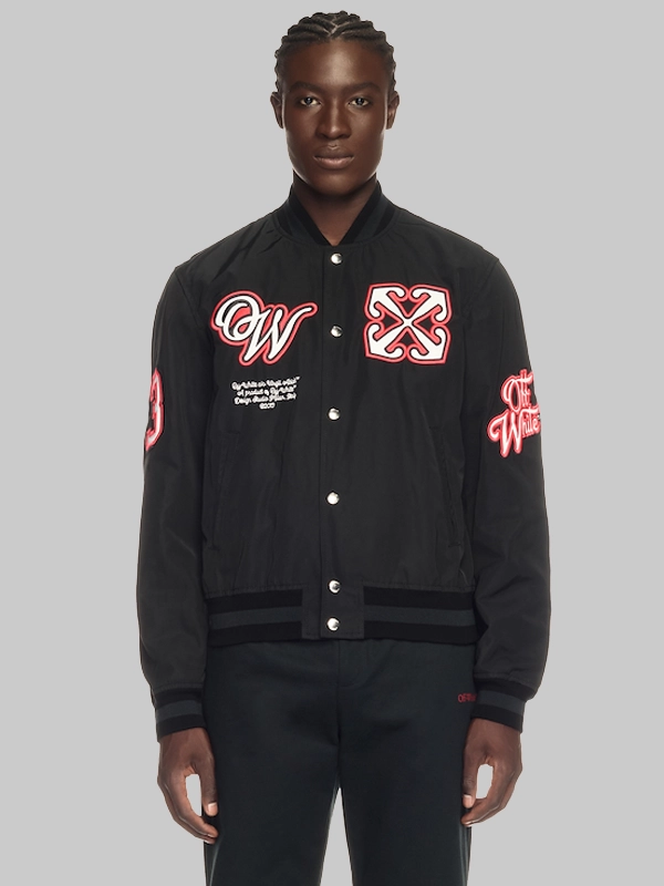 Paris Hilinski Off-White Black Golf Varsity Jacket