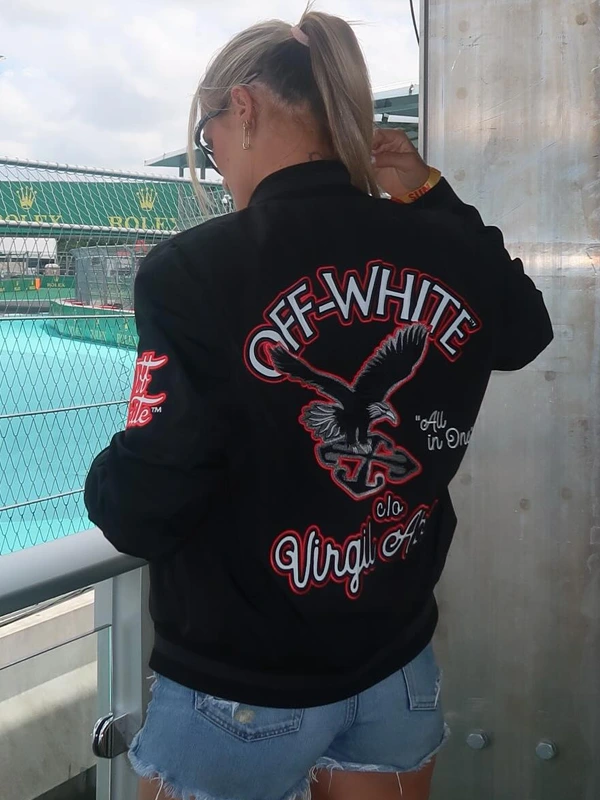 Paris Hilinski Off-White Golf Black Varsity Jacket