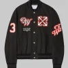 Paris Hilinski Off-White Golf Varsity Jacket Black