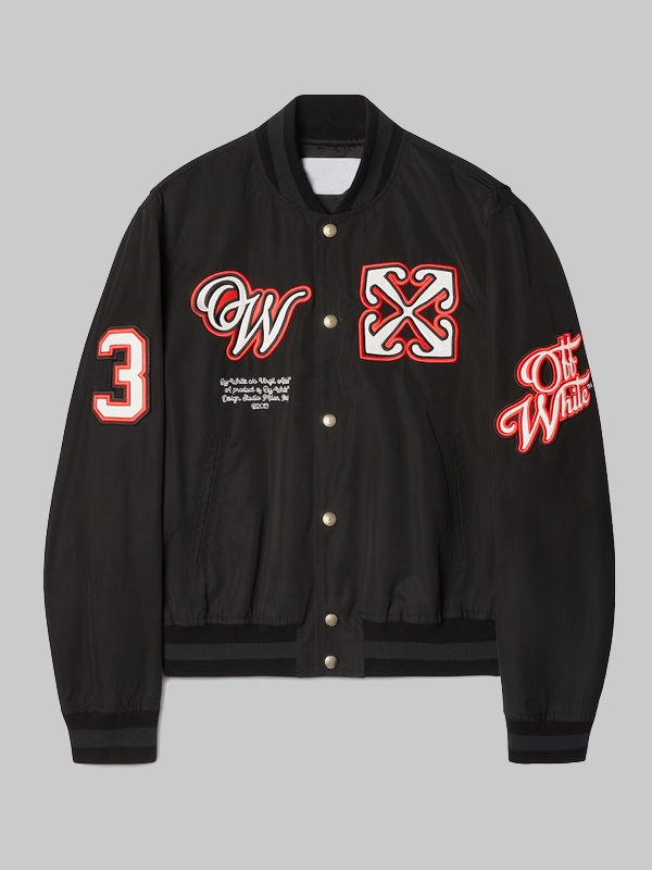 Paris Hilinski Off-White Golf Varsity Jacket Black