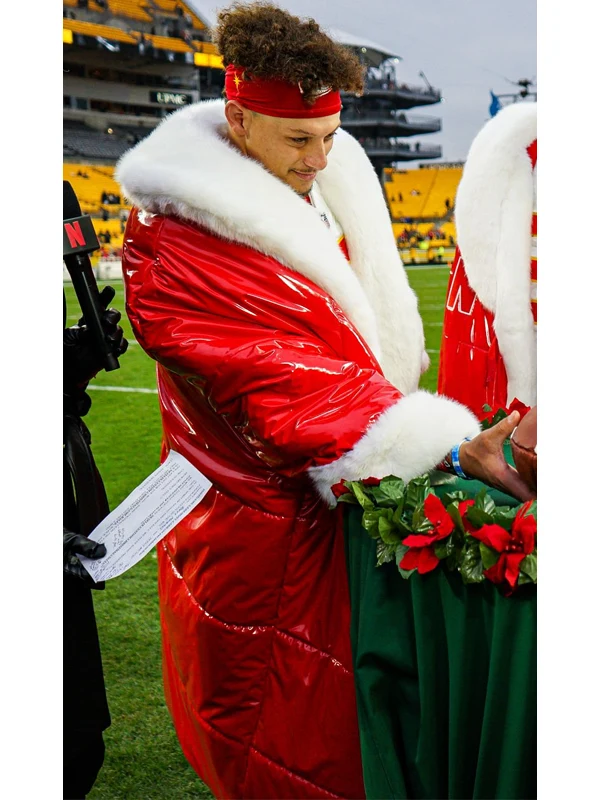 Patrick Mahomes Red Puffer Christmas Coat