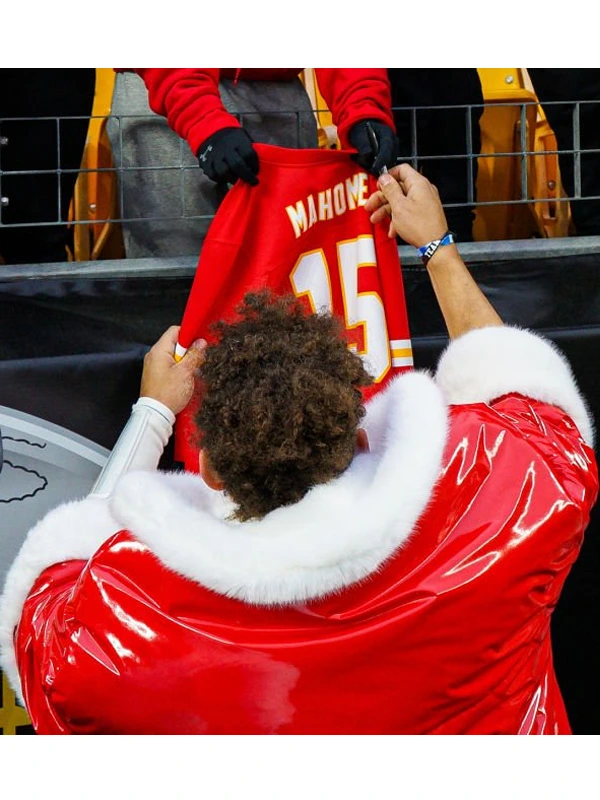 Patrick Mahomes Red Puffer Coat