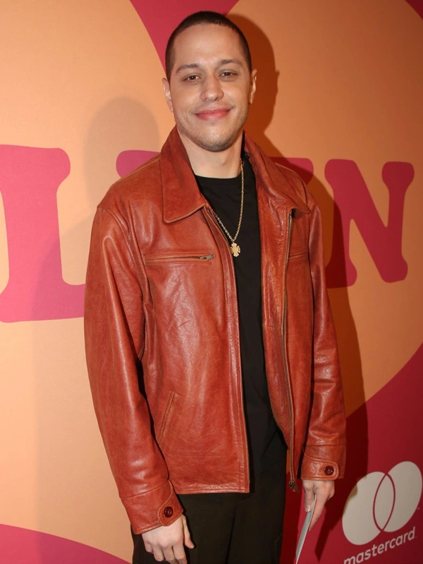 Pete Davidson Leather Jacket Brown