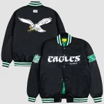 Philadelphia Eagles GOLF WANG Satin Full-Snap Bomber Jacket