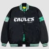 Philadelphia Eagles GOLF WANG Satin Full-Snap Bomber Jacket - Black