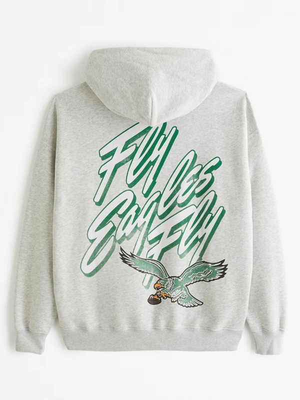 Philadelphia Eagles Graphic Grey Popover Hoodie Abercrombie