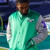 Philadelphia Eagles Green & Grey Satin Varsity Jacket