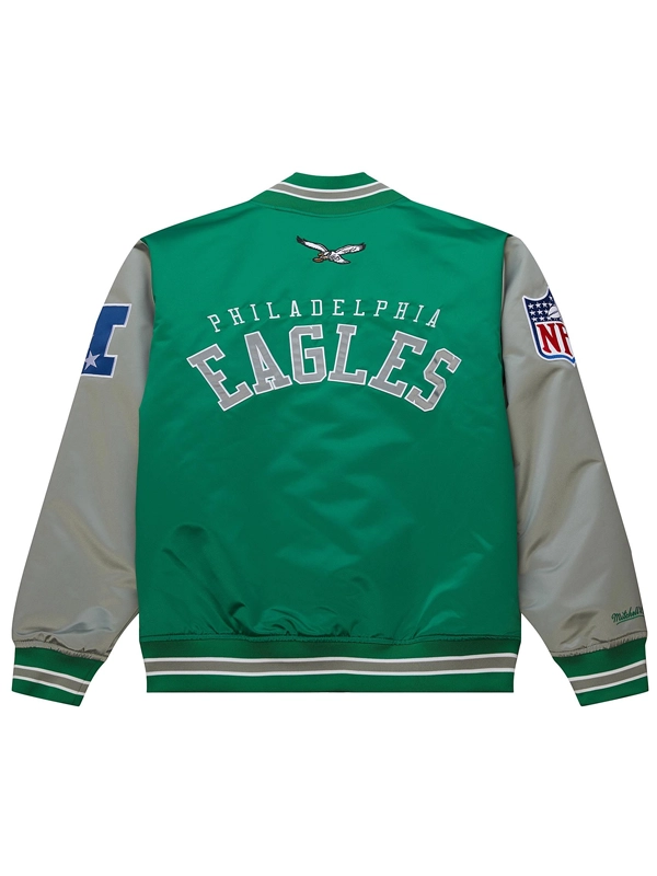 Philadelphia Eagles Primetime Heavyweight Satin Varsity Jacket