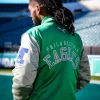 Philadelphia Eagles Satin Varsity Jacket Green & Grey