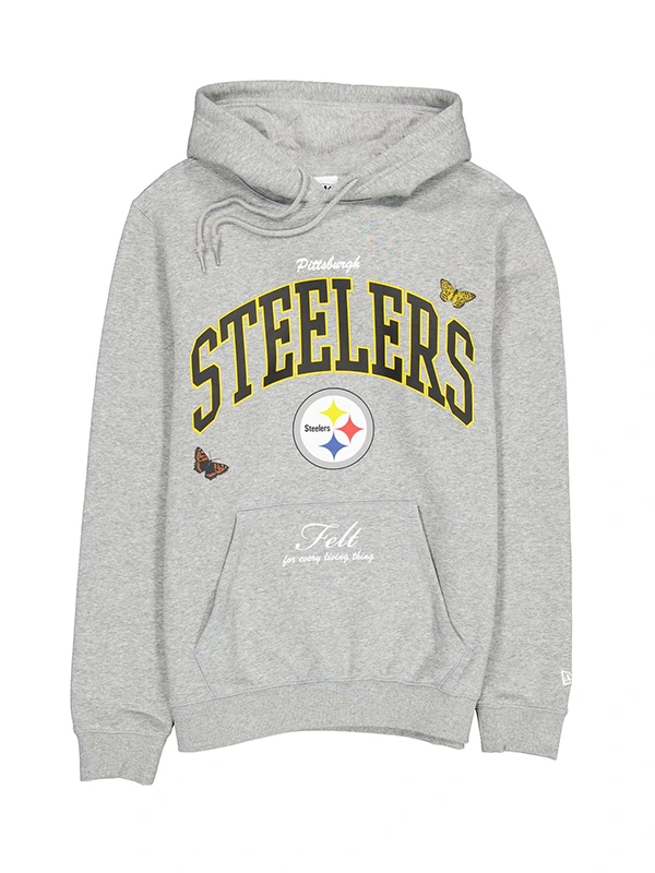 Pittsburgh Steelers FELT Gray Hoodie