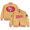 San Francisco 49ers GOLF WANG Satin Full-Snap Bomber Jacket - Gold