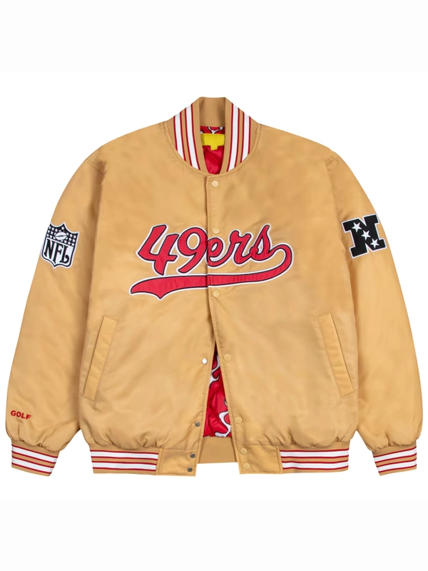 San Francisco 49ers GOLF WANG Satin Gold Bomber Jacket