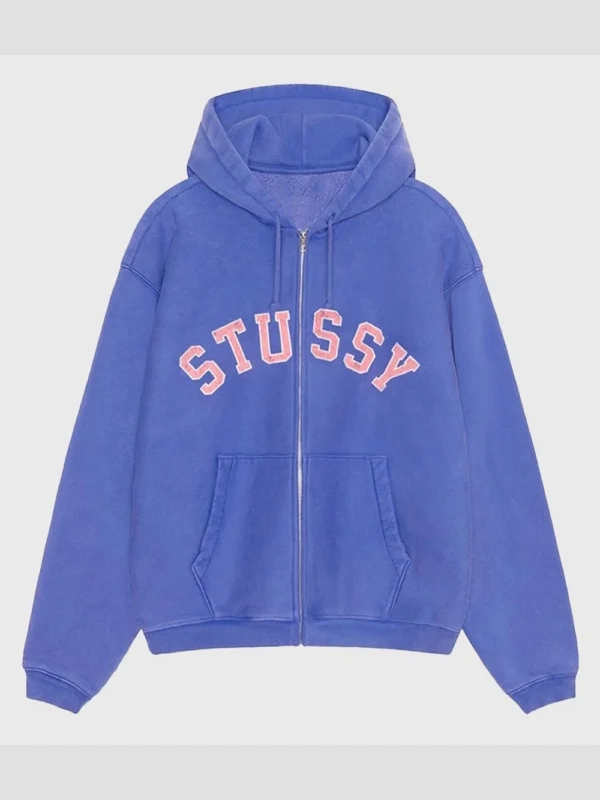 Stussy Faded Graphic Zip Hoodie Blue