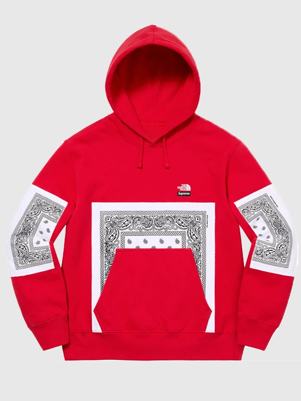 Supreme The North Face Bandana Hooded Sweatshirt Red