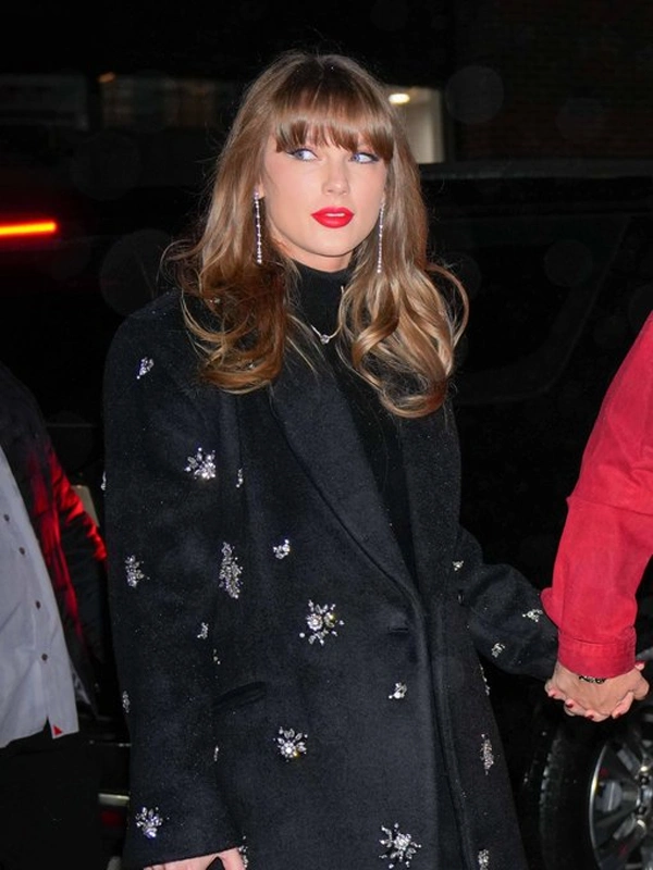 Taylor-Swift-Diamond-Embellished-Wool-Blend-Coat-Black