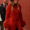 Taylor Swift Faux Fur Coat Red