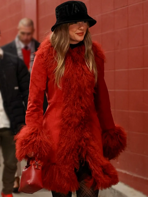 Taylor Swift Faux Fur Coat Red