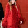 Taylor Swift Faux Fur Suede Coat Red