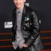 Timothée Chalamet A Complete Unknown Premiere Black Leather Blazer