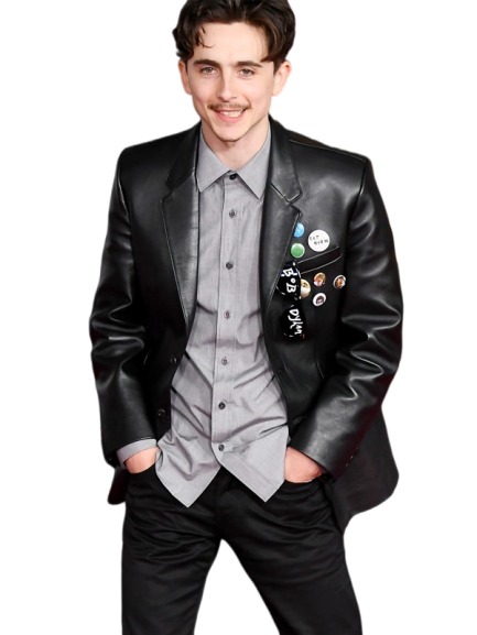 Timothée Chalamet Black Leather Blazer Coat