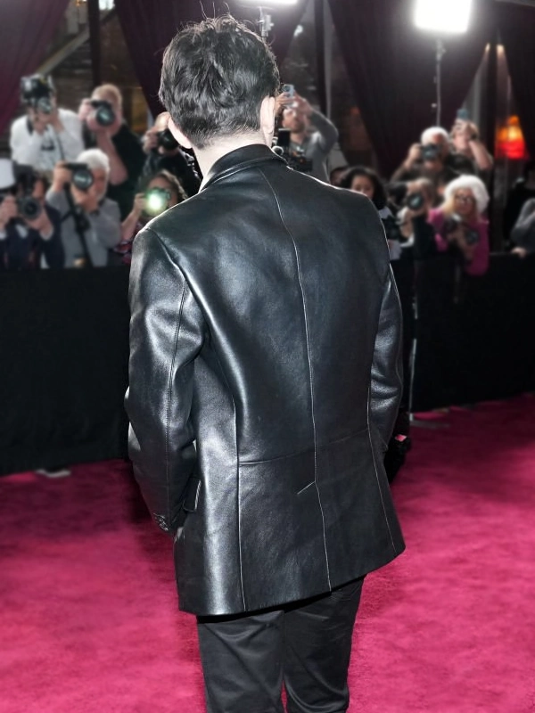 Timothée Chalamet Leather Black Blazer