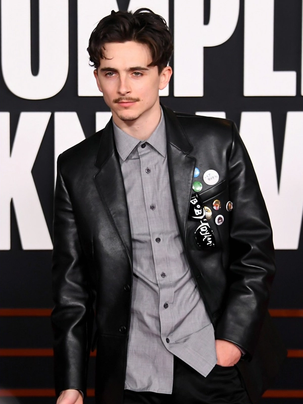 Timothée Chalamet Leather Blazer Black