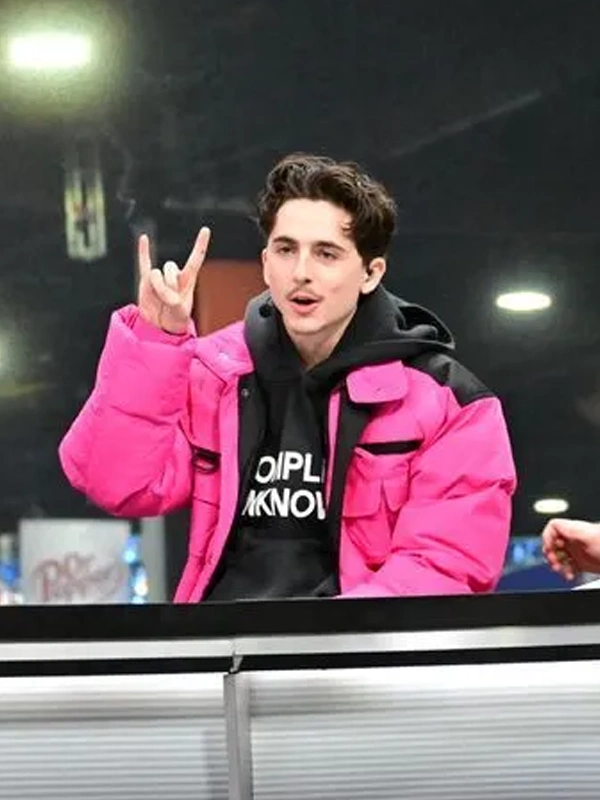 Timothee Chalamet Pink Jacket Puffer