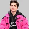 Timothee Chalamet Pink Puffer Jacket