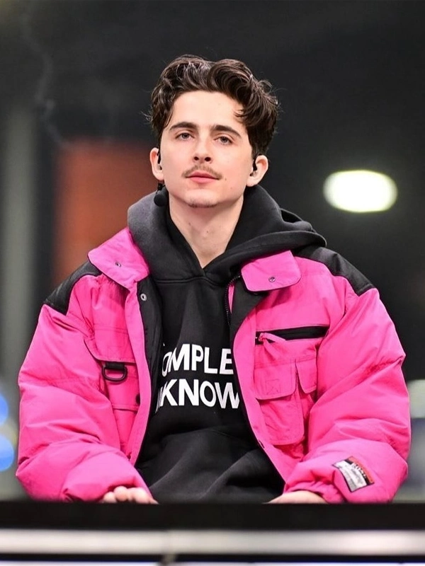 Timothee Chalamet Puffer Jacket Pink